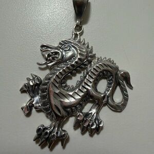Sterling Silver Dragon Pendant for Reptile Enthusiasts 1ofakind